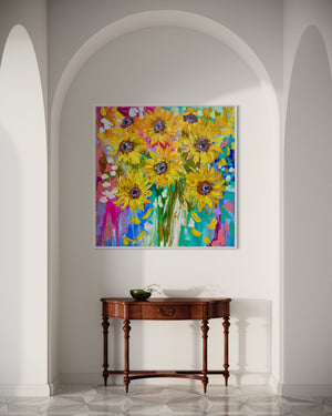 Kissed by the sun -original on gallery canvas - 90x90 Cm
