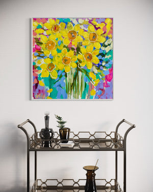 Daffodil Joy - 60x60 cm - original on gallery canvas