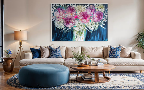 Midnight Melody peony - original on gallery canvas 100x150  cm