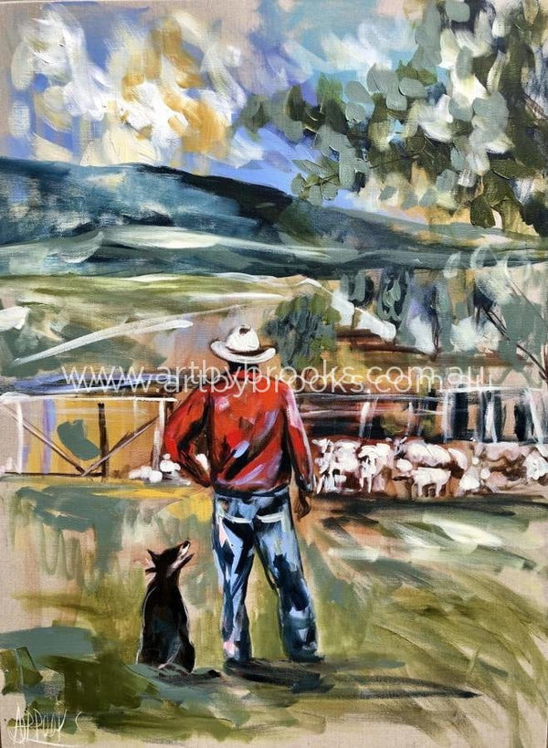 A Man And His Dog - Art Print Art