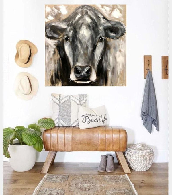 Angus - Original On Belgian Linen 90X90Cm Original