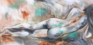 Blush Nude Reclining - Original On Canvas 75 X150 Cm Original