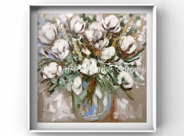 Bouquet of cotton blooms -art print - Art by Brooks