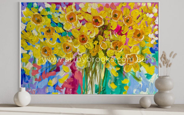 Darling Daffodils - 60X90 Cm Original On Gallery Canvas Medium Sized Originals