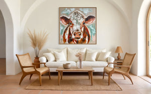 Brown Eyed girl -original on Belgian linen   - 90x90 Cm
