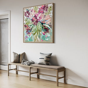 Blush delicate natives - 76x76 cm - original on Belgian linen - lay by welcome