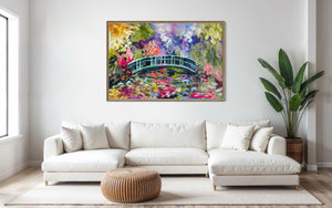 Monets Garden aglow - original on gallery canvas 90x150  cm