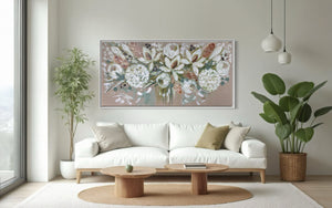 Delicate bush blooms -Original on Gallery canvas 75x150 Cm