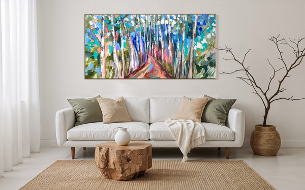 Avenue of lemon scented gums   - original on canvas 75 x150 cm