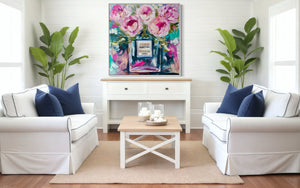 Coco Mademoiselle -original on belgian linen - 90x90 Cm