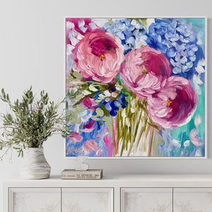60x60 cm - peony and hydrangea  bouquet