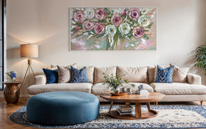Blushing Rosa - original on Belgian linen 75 x150 cm