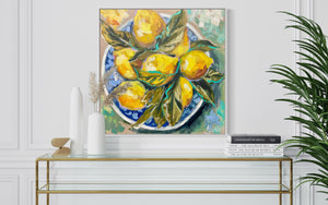 Sunshine lemons  - 76x76cm -original on Belgian linen