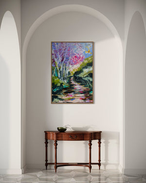 60x90 cm - blue sky Jacaranda -original on Belgian linen