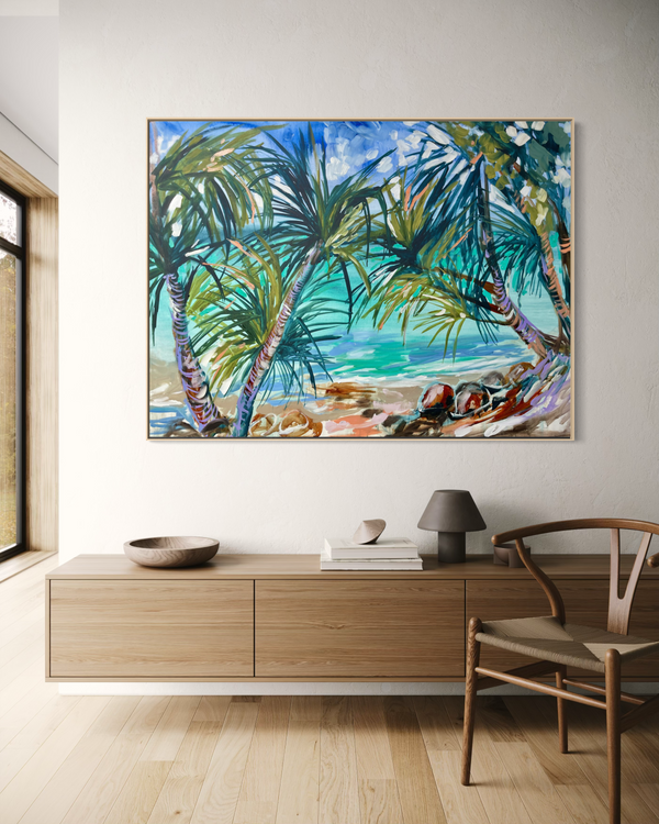 Pandanus Paradise -Original on Belgian linen  90x120 cm