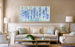 Blue heaven wisteria-Original on gallery cotton  75x150 cm