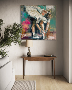 Time to shine-original on belgian linen - 90x90 Cm