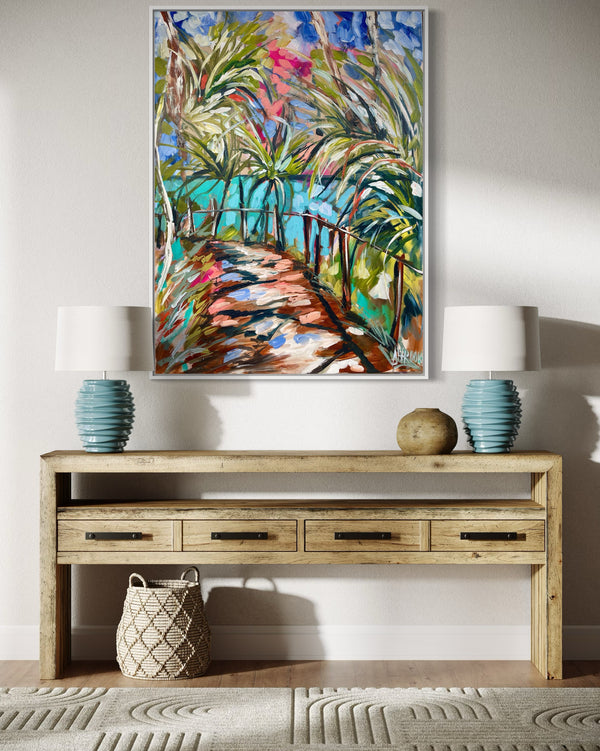 Shaded path  - Noosa National Park- original on Belgian linen- 75x100 cm