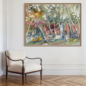 Pastel posed river gums -Original on Belgian linen 90x120 cm framed