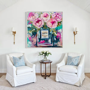 Coco Mademoiselle -original on belgian linen - 90x90 Cm