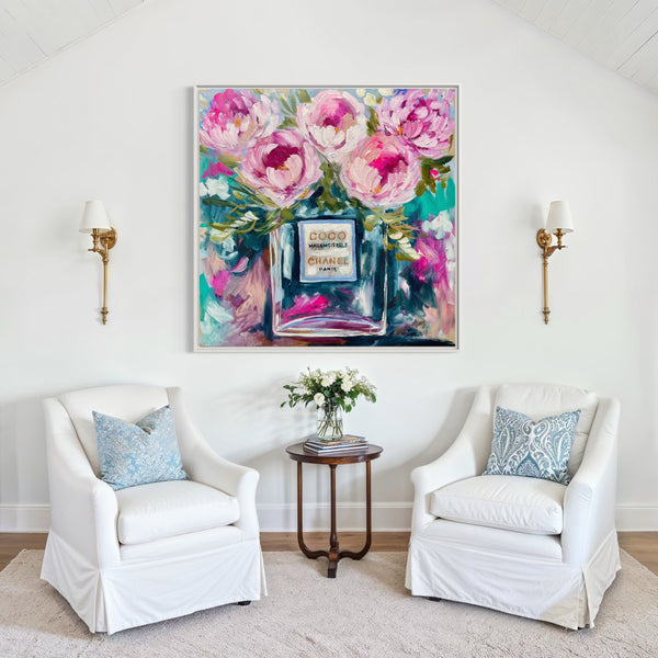 Coco Mademoiselle -original on belgian linen - 90x90 Cm