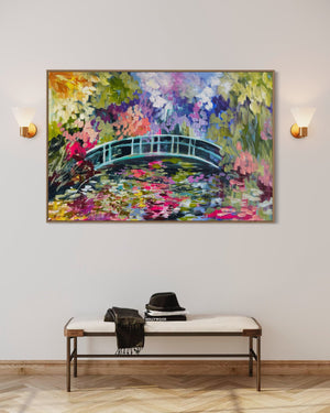 Monets Garden aglow - original on gallery canvas 90x150  cm