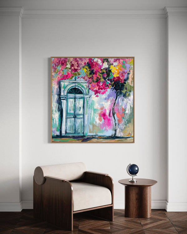 la.belleza-original on belgian linen - 90x90 Cm