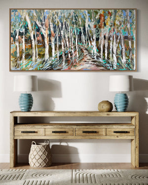 Scented Eucalyptus lane- original on Belgian linen 75 x150 cm