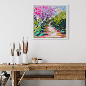 Petite Jacaranda -original on Belgian linen - 30x30 cm