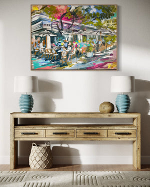 Morning Coffee - Aromas -noosa- original on Belgian linen 75x100  cm