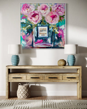Coco Mademoiselle -original on belgian linen - 90x90 Cm
