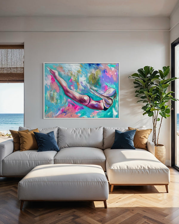 Into the blue -Original on gallery canvas  75 x100 Cm