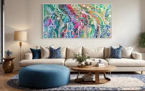 Tree ferns of the dandenong- original on gallery Canvas 90x180cm