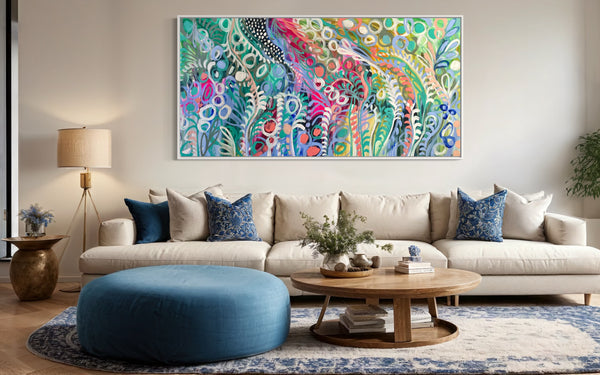 Tree ferns of the dandenong- original on gallery Canvas 90x180cm