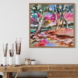 46x46 cm - after the rain - river gum - original on gallery canvas