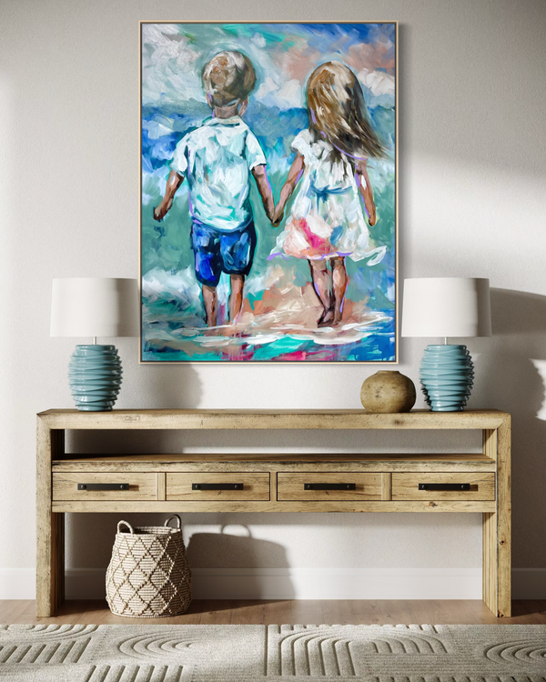 75x100 cm - little footprints- original on gallery canvas