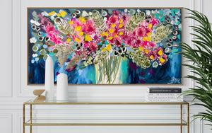 Celebration blooms -60x120 cm- original on gallery canvas