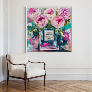Coco Mademoiselle -original on belgian linen - 90x90 Cm