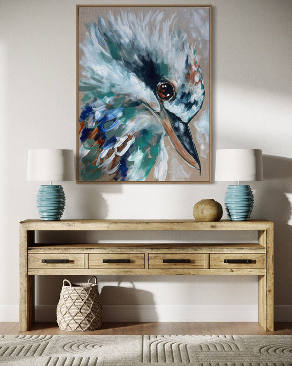 Azure kookaburra - Original on gallery canvas  75x100 cm