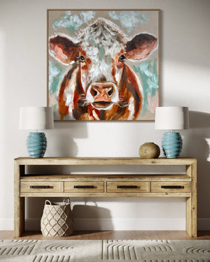 Brown Eyed girl -original on Belgian linen   - 90x90 Cm