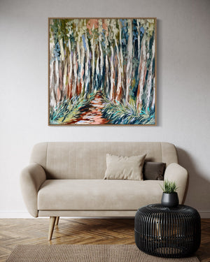 Shaded gum tree trail - 120 x120 cm original on  gallery canvas