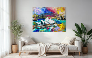 Sydney aglow-original on belgian linen - 75x100 Cm