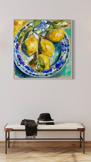 Lemon delight - 76x76cm -original on Belgian linen