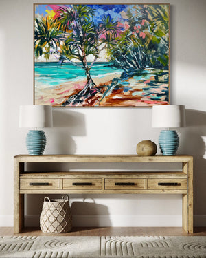 Summer Memories - Noosa Beach-Original on Belgian linen  90x120  Cm