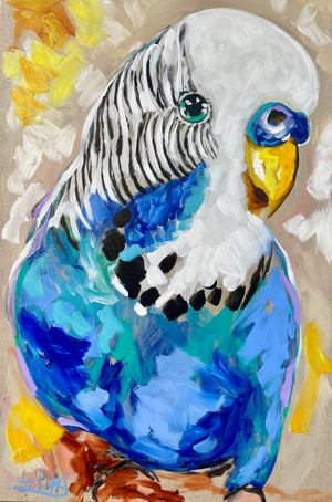 Buddy- original on Belgian linen 60x90 cm