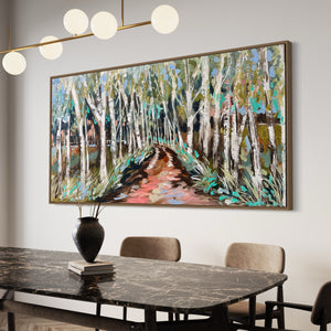 Eucalyptus lane- original on Belgian linen 75 x150 cm