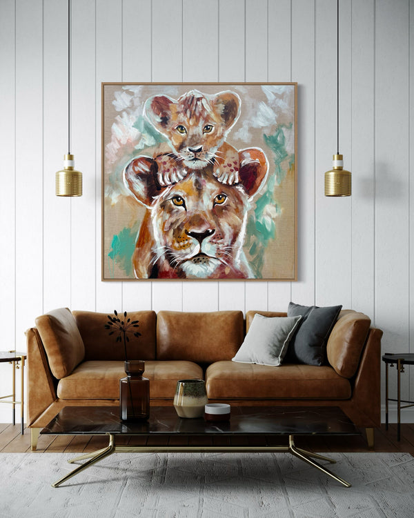 Heart of Africa -original on belgian linen - 90x90 Cm