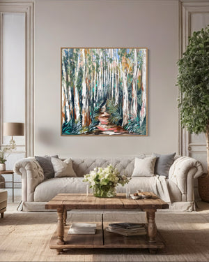 Enchanted  bush walk- Original on Belgian linen - 120x120 Cm