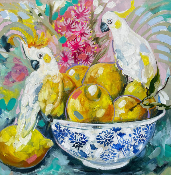 Tutti fruiti cockatoo -art print