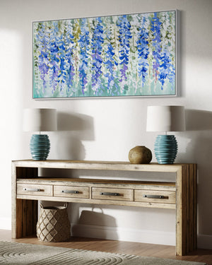 Blue heaven wisteria-Original on gallery cotton  75x150 cm